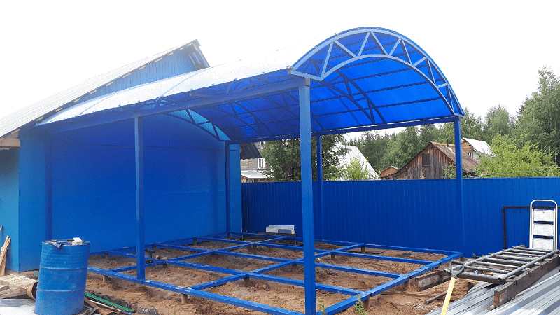 Полукруглый навес Стандарт с обвязкой под пол, Сосновая поляна